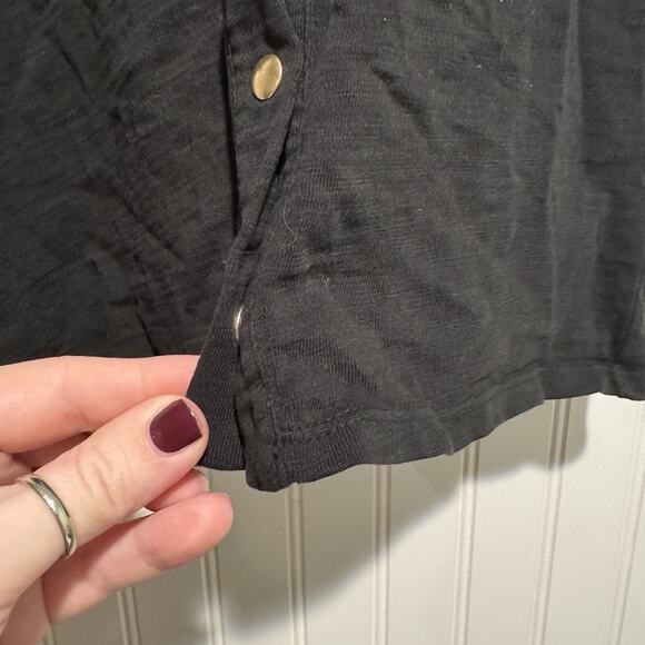 Nation LTD Ennis Work Shirt Black Snap Buttons Puff Sleeves Size XS - Picture 4 of 7